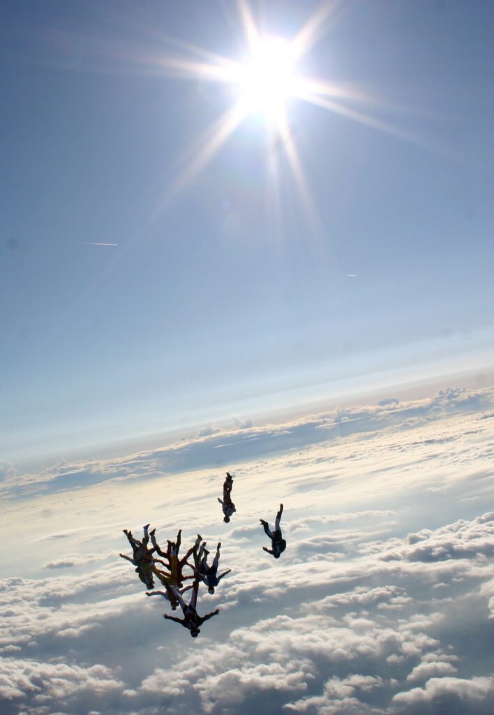 Puffy clouds skydive