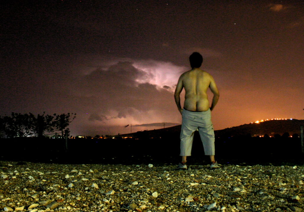 A** on a Dropzone in Italy during lightning